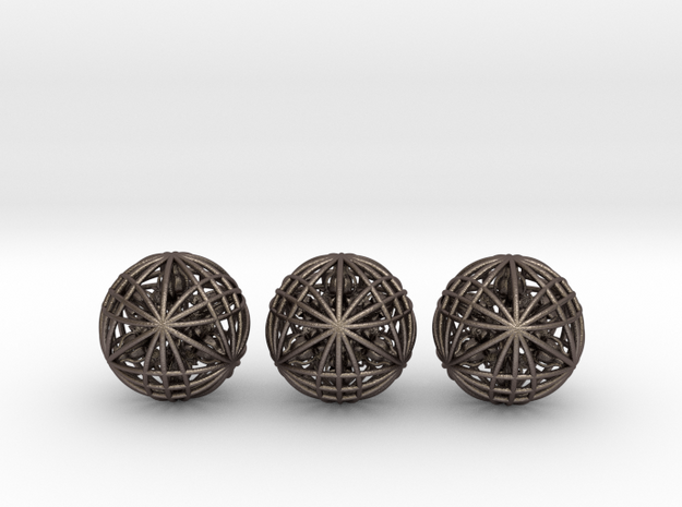 Three Awesomeness Juggling Balls (3x2.5") in Polished Bronzed Silver Steel