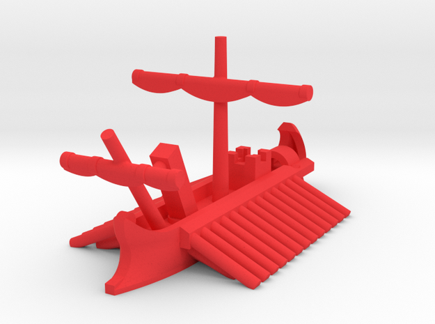 Roman Complete Trireme Game Pieces in Red Processed Versatile Plastic: Extra Small