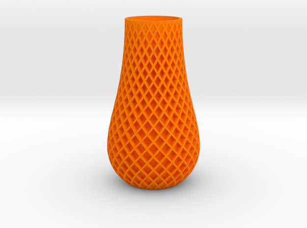 Double Spiral Vase in Orange Processed Versatile Plastic: Medium