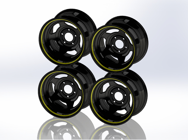 Nascar Bassett 5 Hole Wheel Set in Smoothest Fine Detail Plastic: 1:24