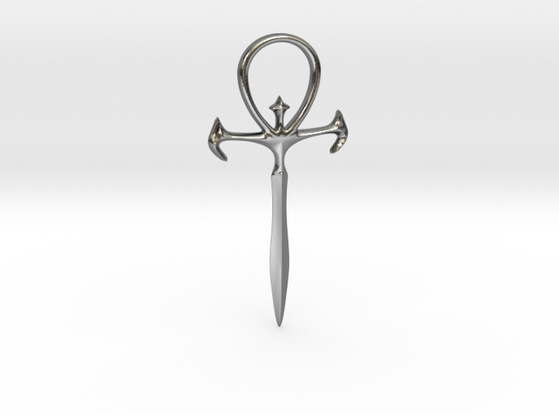 Large Gothic Ankh Sword in Polished Silver