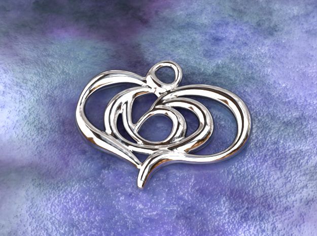 Floating heart in Polished Silver