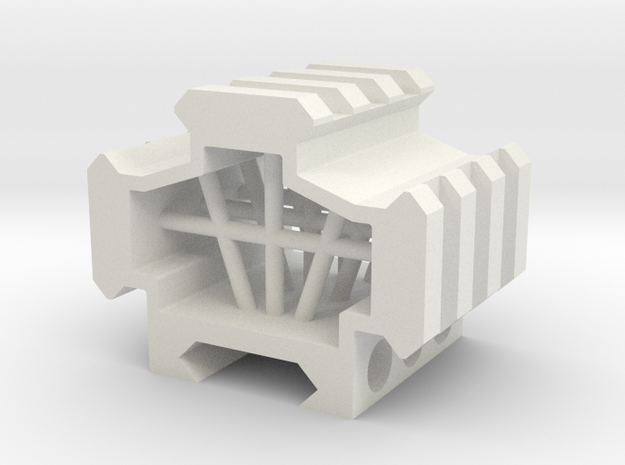 Picatinny rail splitter to 3 - 3 slot in White Natural Versatile Plastic