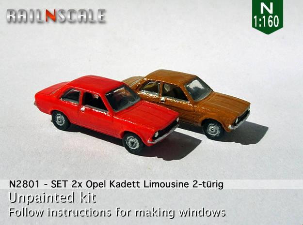 SET 2x Opel Kadett Limousine (N 1:160) in Tan Fine Detail Plastic