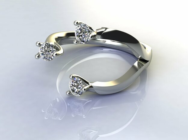 3 Stone dress ring NO STONES SUPPLIED in Fine Detail Polished Silver