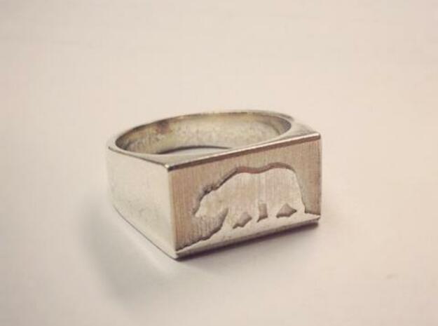 Ring of the bear flag republic in Polished Silver