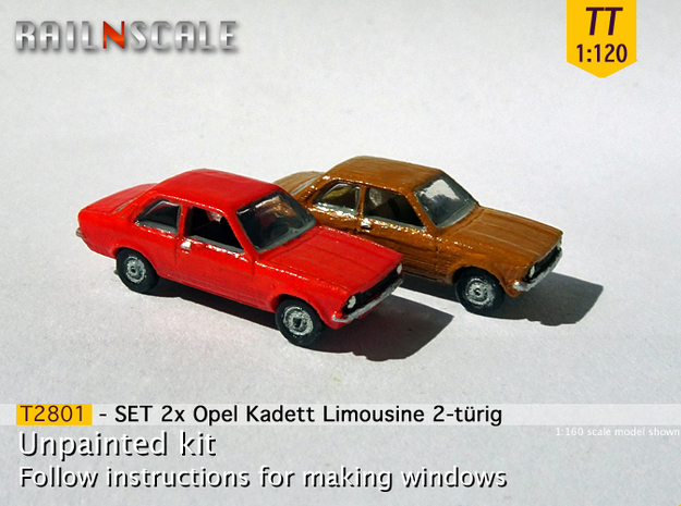 SET 2x Opel Kadett Limousine (TT 1:120) in Tan Fine Detail Plastic
