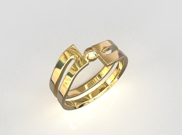 Wave Ring in 18k Gold Plated Brass: 8 / 56.75