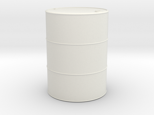 1/16 scale 55 Gallon Oil Barrel in White Natural Versatile Plastic