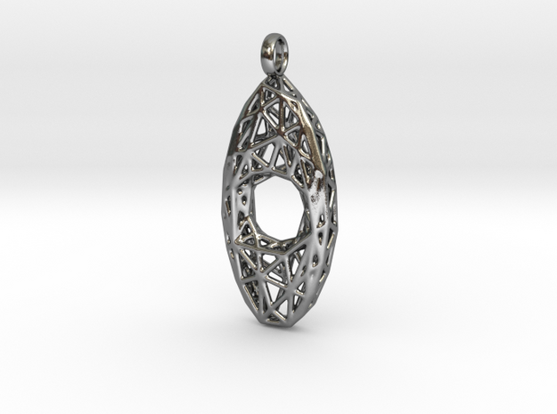 Oval Mesh Pendant 4 in Polished Silver