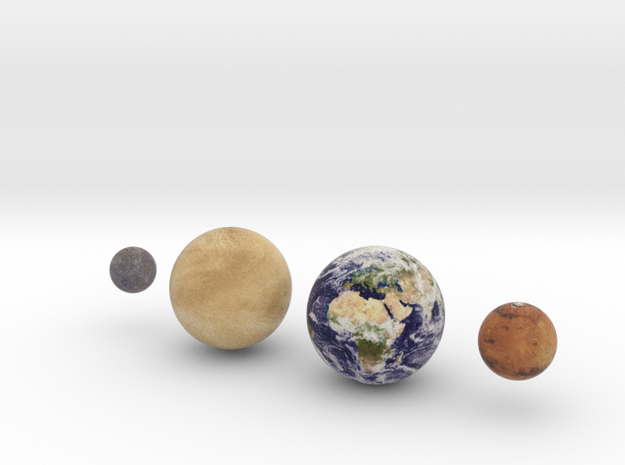 The 4 Rocky Worlds, 1:1 billion in Full Color Sandstone