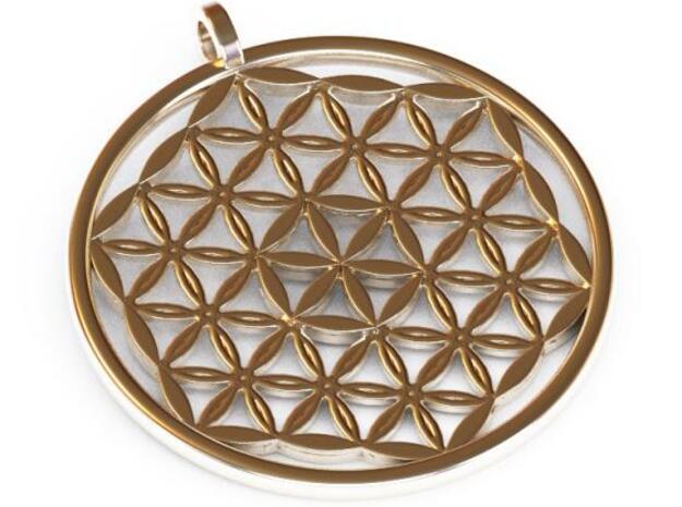 Flower of Life Pendant in Polished Bronzed Silver Steel