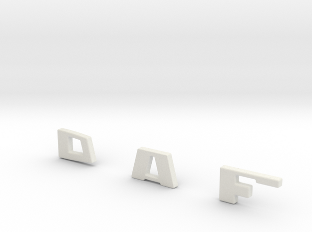 DAF-letters-front in White Natural Versatile Plastic