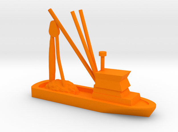 Fishing Boat Game Piece in Orange Processed Versatile Plastic