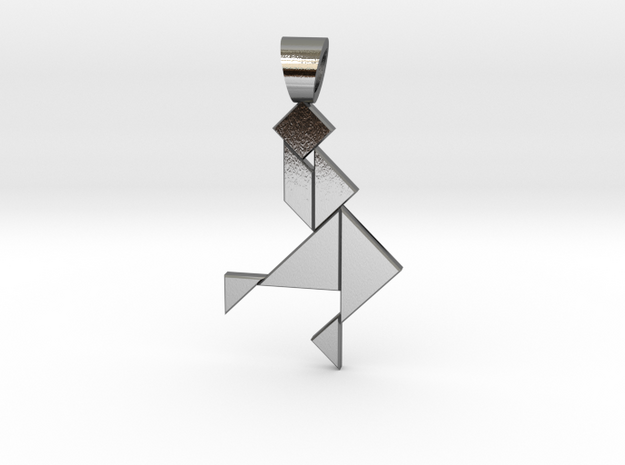 Dancer tangram [pendant] in Polished Silver