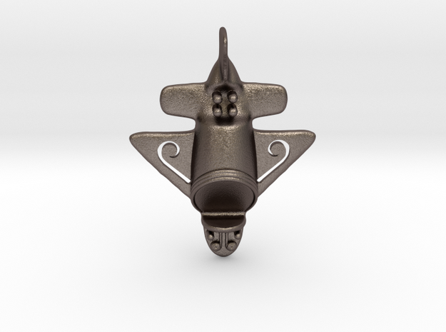 Quimbaya Airplane 100mm in Polished Bronzed Silver Steel