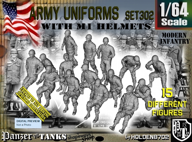 1/64 Modern Uniforms M1 Helmets Set302 in Tan Fine Detail Plastic