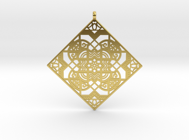 Square Pendant 2B in Polished Brass