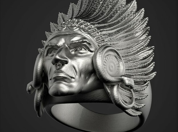 Indian_Face_Ring in Polished Nickel Steel