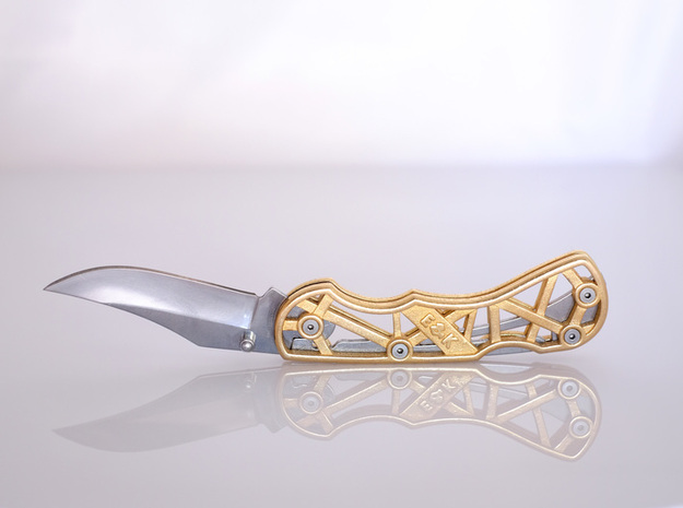 Skeleton knife handle scales in Polished Bronzed-Silver Steel