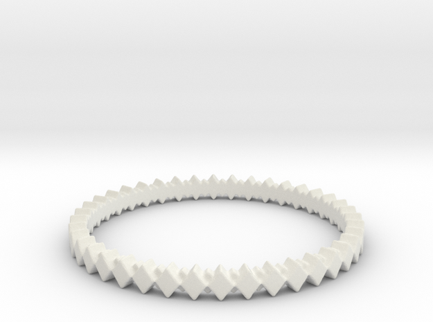 Rhombus Double Layer Band Ring in White Natural Versatile Plastic: 7 / 54