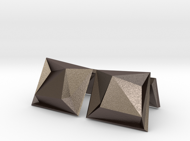 Origami Cufflinks in Polished Bronzed Silver Steel