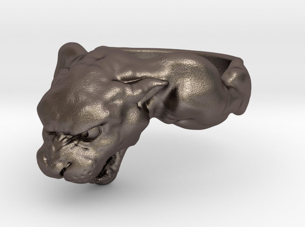 Panther Ring in Polished Bronzed-Silver Steel: 4 / 46.5