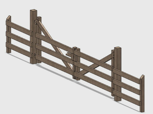 Wood Gate - Double in White Natural Versatile Plastic: 1:87 - HO
