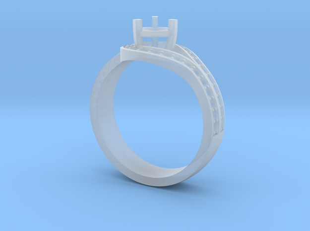 Elegant ring with curved halo in Smooth Fine Detail Plastic