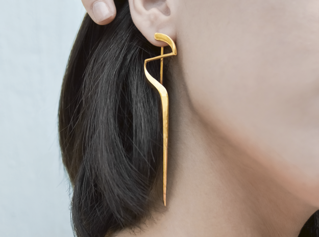 Sharp Edges Earring in 14k Gold Plated Brass