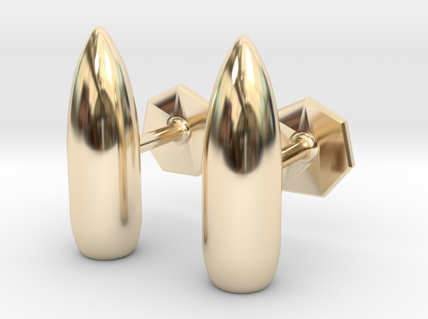 7.62 x 39mm Projectile Cufflinks in 14k Gold Plated Brass