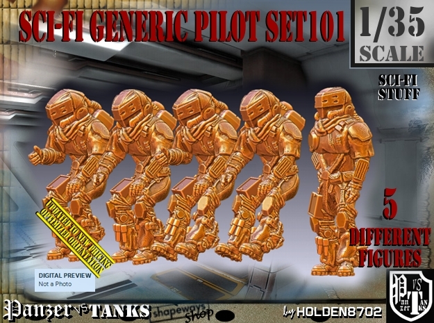 1/35 Sci-Fi Generic Pilot Set101 in Tan Fine Detail Plastic