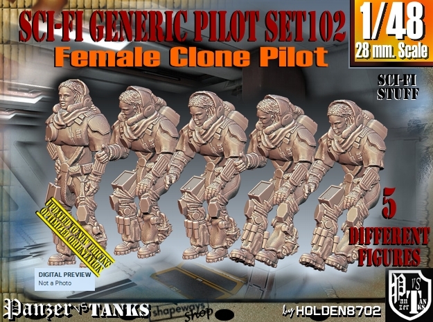 1/48 Sci-Fi Generic Female Pilot Set102 in Tan Fine Detail Plastic