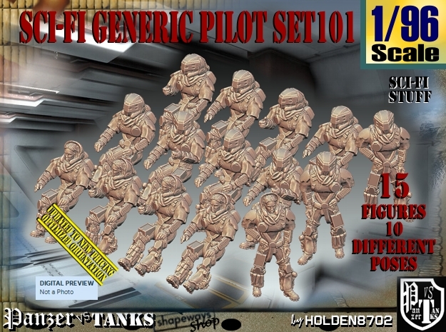 1/96 Sci-Fi Generic Pilot Set101 in Tan Fine Detail Plastic