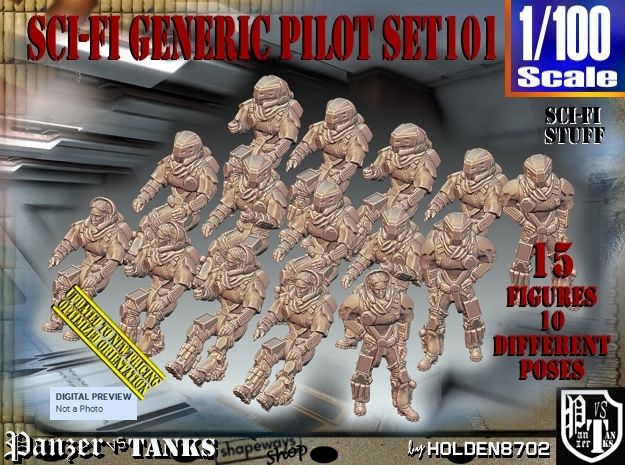 1/100 Sci-Fi Generic Pilot Set101 in Tan Fine Detail Plastic