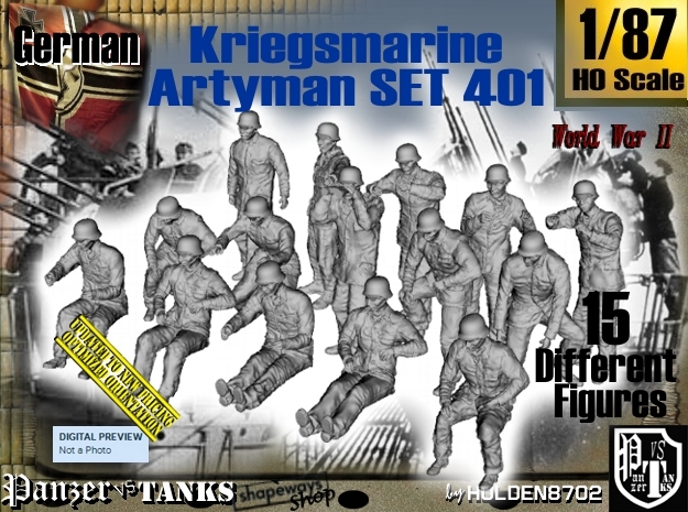 1/87 Kriegsmarine Artyman Set401 in Tan Fine Detail Plastic
