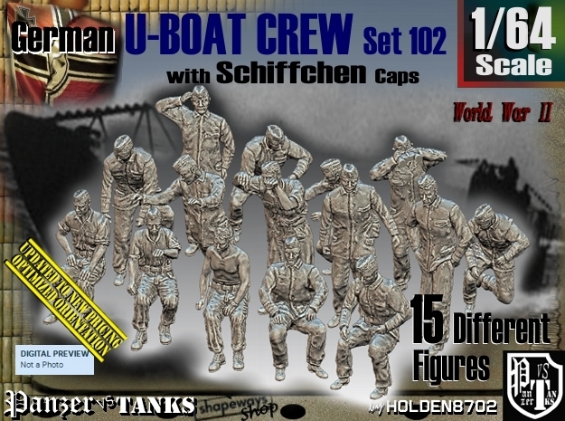 1/64 German U-Boot Crew Set102 in Tan Fine Detail Plastic