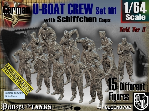 1/64 German U-Boot Crew Set101 in Tan Fine Detail Plastic