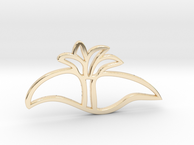 Dune and palm tree pendant in 14K Yellow Gold
