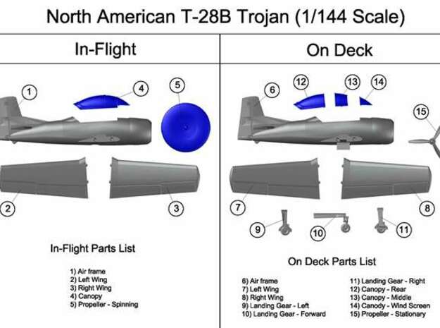 T-28B-144scale-04-Canopy-SinglePiece in Clear Ultra Fine Detail Plastic