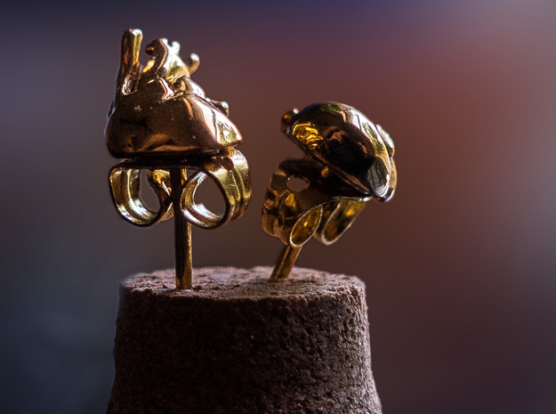 Heart Rhythms: Anatomically-Accurate Post Earrings in 14k Gold Plated Brass