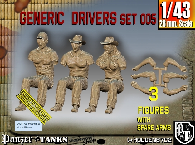 1/43 Generic Drivers Set005 in Tan Fine Detail Plastic