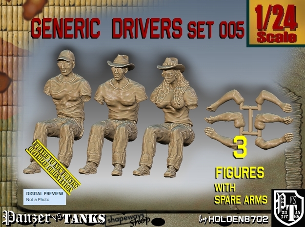 1/24 Generic Drivers Set005 in White Natural Versatile Plastic