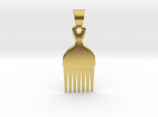 Afro comb [pendant] in Polished Brass