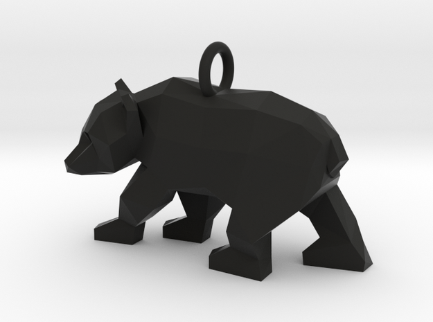 Grizzly Bear Pendant in Black Natural Versatile Plastic