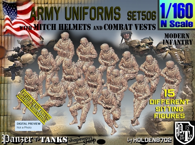 1/160 Mod-Unif Vest+Mitch Set506 in Tan Fine Detail Plastic
