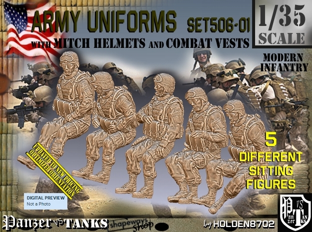 1/35 Mod-Unif Vest+Mitch Set506-01 in Tan Fine Detail Plastic