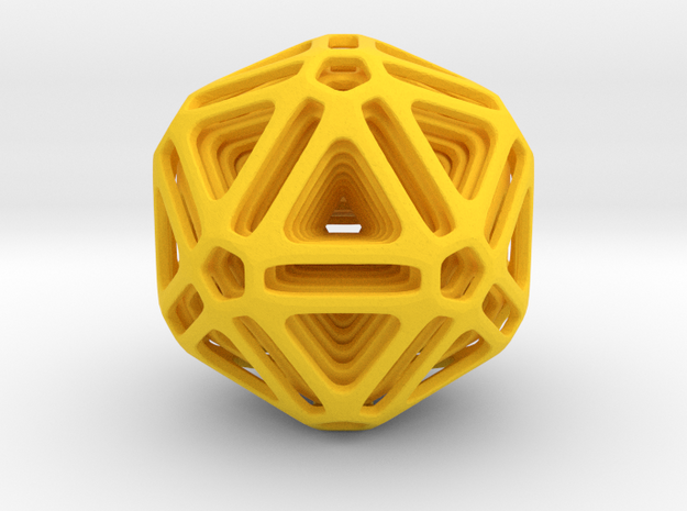 Nested Icosahedron for pendant in Yellow Processed Versatile Plastic