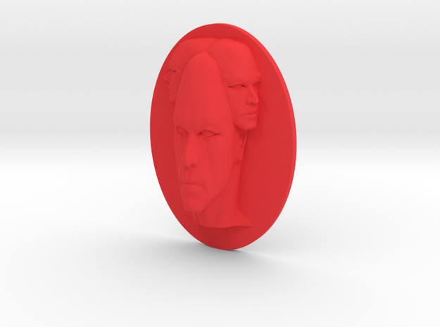 Personalised Triple Headed Man Caricature in Red Processed Versatile Plastic