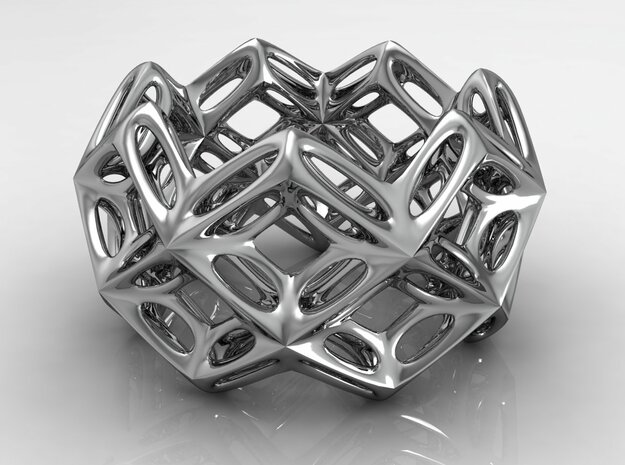 3D printed Silver Ring Lace Space Parametric Desig in Natural Silver